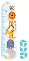 Produktbild: GRAVURZEILE Wandtattoo - Messlatte Tiere Design + Etiketten - Wandtattoo für Kinderzimmer - Mädchen & Jungen - Selbstklebend - Konturschnitt ohne Transparente oder weiße Ränder – Größe 110 cm x 30 cm