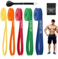 Produktbild: Resistance Bands Set,Fitnessbänder Widerstandsbänder 5er Set Mit Türanker Tragetasche,Gymnastikband für Männer und Frauen, Fitnessband für Yoga Pilates,Krafttraining (Gelb, Orange, Rot, Grün, Blau)