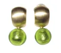 Produktbild: Mugello Paar Ohrclips Murano Clips Creole hellgrün gold-platt. festlich auffällig edel, Creole Goldschmiedearbeit aus Deutschland, Perle echtes Muranoglas