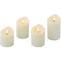 Produktbild: LED Rustik Kerzen Creme 4er Set Echtwachs ÿ 7,5 cm mit Flammeneffekt &Timer