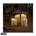 Produktbild: 4er-Set LED Echtwachs-Kerzen in Creme mit 3D Flammeneffekt & Timer 6h/18h