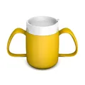 Produktbild: Ornamin 2-Henkel-Becher Pflegebecher mit Trinkaufsatz für Senioren & Pflegebedarf | gelb | Trinkbecher | Trinkhilfe | Schnabelbecher | Ergonomischer Becher