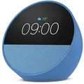 Produktbild: Amazon Echo Spot 2024, blau Smart Clock, Erinnerungen, Wetter, Timer und mehr. Lass dir Songtitel anzeigen und steuere einfach per Sprachbefehl