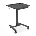 Produktbild: di volio Mobiler Schreibtisch DOZIA höhenverstellbar mit Gasfeder, Kleiner Walking Pad Tisch mit Rollen, Computertisch mit Tabletfach & Getränkehalter (Schwarz)
