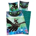 Produktbild: DREAMWORKS DRAGONS Bettwäsche-Set Wendemotiv Bettbezug 135 x 200 cm Kopfkisse...