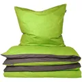 Produktbild: Schiesser - Bettwäscheset Doubleface - Renforcé - 2-teilig - 155 X 220 Cm - Grün-dunkelgrau