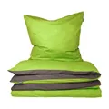 Produktbild: Schiesser Bettwäscheset Doubleface | Renforcé | 2-teilig | Zweifarbig | 100 % Baumwolle | Oeko-Tex® Made in Green Zertifiziert | Reißverschluss | 155x220cm + 80x80cm | Grün-Dunkelgrau