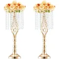 Produktbild: VEVOR 2 STK 55 cm hoher Blumenständer aus Kristallglas für Hochzeiten, Metallvase für Hochzeitsmittelstücke, goldene Blumenhalter, Blumenständer für Tische, Hochzeitsessen, Partys, Zeremonien, Geburtstagsveranstaltungen