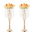 Produktbild: VEVOR 2x 55cm Gold Blumenständer Kristall Blumenvase Hochzeit Dekoration Vasen