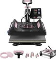 Produktbild: VEVOR Hitzepresse, 15 x 15 Zoll, 8-in-1 Wärmeübertragungsmaschine mit 30 oz Tumbler-Presse, 360° wegschwenkbare digitale T-Shirt-Pressmaschine, Teflonbeschichtung, für T-Shirts/Tassen/Hüte/Teller, Schwarz