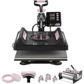 Produktbild: Hitzepresse, 15 X 15 Zoll, 8-in-1 Wärmeübertragungsmaschine Mit 30 Oz Tumbler-presse 360° Wegschwenkbare Digitale T-shirt-pressmaschine Teflonbeschichtung Für T-shirts/tassen/hüte/teller Schwarz - Vevor