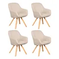 Produktbild: MR. DEKO Diningsessel 4-er Set Matera | Esszimmerstühle mit Armlehnen | 4 Polsterstühle drehbar mit Massivholzbeinen | Ergonomischer Stuhl Esszimmer 84x59x61 cm | Chair