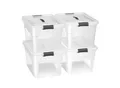 Produktbild: Juskys Aufbewahrungsbox mit Deckel - 4er Set Kunststoff Boxen 30l - Box stapelbar, transparent