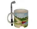 Produktbild: Out of the Blue Tasse Golfplatz Kaffeetasse ca. 10 x 8 cm mit Zubehör für Tischgolf, Steingut, inkl. Golfschläger und Golfball