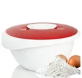 Produktbild: WESTMARK Rührschüssel mit zweigeteiltem Deckel, 2,5 l, Mit Ausgießer, Kunststoff, Weiß/Rot, PP