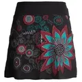 Produktbild: Vishes Minirock Baumwoll Rock mit großer gestickter Blume Cacheur, Ethno, Goa, Hippie Boho Style schwarz 40