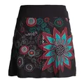 Produktbild: Vishes - Alternative Bekleidung - Außergewöhnlicher Damen Baumwoll-Rock mit Großer Gestickter Blume schwarz 40