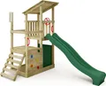 Produktbild: FATMOOSE Spielturm Klettergerüst FruityForest mit Rutsche, Kletterturm mit Sandkasten, Leiter & Spiel-Zubehör – grün