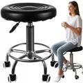 Produktbild: Barhocker, Friseurhocker, drehbar, schwarz, verstellbare Räder