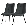Produktbild: ML-Design Esszimmerstühle 2er Set Anthrazit, Wohnzimmerstühle mit Stoffbezug & schwarzem Stahlgestell, Küchenstühle mit Rückenlehne, Polsterstühle für Esszimmer Wohnzimmer Küche, Gepolsterte Sessel