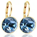 Produktbild: 925 Silber-Ohrringe Gold Kristall Blau kurze Ohrhänger gold rund Denim Blue N...