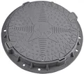 Produktbild: BABYLONPLAST Schachtabdeckung Kanaldeckel Ø600/800 Belastbar bis 12,5 t (125 kN) Kunststoff Schachtdeckel Rund für Kanal B125 Belastbarkeit Frost und Hitzebeständig Sicherungssystem EN - 124 (Grau)