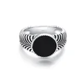 Produktbild: Eleganter Herrenring aus 925 Sterling Silber mit Schwarzem Stein – Massiver Silberring für Männer – Klassisches Design, Hochglanzpoliert – Schmuck für Herren in Silber und Rosegold (Silber, 60)