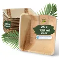 Produktbild: BIOZOYG Palmblatt Geschirr, Schale 25 Stück 750 ml 18 cm quadratisch - Einweg Suppenteller Salatschale kompostierbar Palmblatt Schüssel - Einweg Bowl Partygeschirr