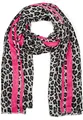 Produktbild: styleBREAKER Damen Schal mit Leo Muster und farbigem Streifen | Weiches Material mit Fransen | Animal Print Tuch in One Size, Farbe:Grau-Pink
