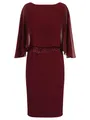 Produktbild: APART Fashion Damen Etuikleid, Rundhalsausschnitt vorne und V-Rücken, knielanges Kleid, Chiffon-Cape-Overlay, Slim Fit Cocktailkleid, Spitzenmieder, formelles Hochzeitsgastkleid