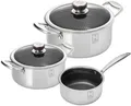 Produktbild: HENSSLERS Topf-Set 5-tlg., 1 Universaltopf Ø 20 cm + Ø 24 cm + Deckel, 1 Stielkasserolle