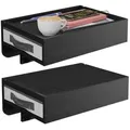 Produktbild: Relaxdays 2Xnachttisch, Schwarz, Holz, Textil, Metall, Bambus, 1 Schubladen, 37x14x26.5 cm, Schlafzimmer, Nachttische