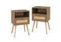 Produktbild: COSTWAY Nachttisch (2-St), Beistelltisch Rattan, mit Schublade, 40 x 30 x 60,5 cm