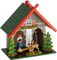 Produktbild: TFA Dostmann Wetterhaus aus Holz, 48.1501, Wetterhäuschen mit Regenmann und Sonnenfrau, Wettervorhersage, (L) 127 x (B) 76 x (H) 130 mm, mehrfarbig