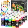 Produktbild: Shuttle Art Outdoor Acrylfarben Set, 25 Acrylfarben wasserfest für Außen, Acryl Farben in Flaschen (je 60ml, 2oz), Acrylic Paint für Künstler, Anfänger auf Steine, Leinwand, Holz