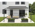 Produktbild: SOLUNA Pergola mit Stoffdach 3,5x4 Stoff Dessin 320923 Gestell RAL 7016 anthrazitgrau Antrieb Rechts inkl. Motor, Wandsc