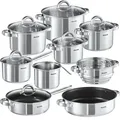 Produktbild: tectake Kochtopfset, Silber, Metall, Rund, Kochen, Töpfe, Topfsets