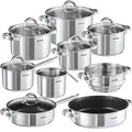 Produktbild: Kochtopfset Turin 15-tlg., Edelstahl, für Induktion geeignet silber B-Ware