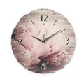 Produktbild: Kreative Feder Runde Wanduhr „Dahlie“ aus Naturholz mit flüsterleisem Uhrwerk; Durchmesser 30cm (Dahlie, leises Quarzuhrwerk)