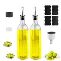 Produktbild: Gvolatee 2PCS ölflasche glas 500ml, essig und ölspender mit ausgießer, Trichter, Anti-Schmutz Verschluss, transparent olivenöl spender, öl flaschen, ölflaschen für Küche, Grill, Pasta, Salate, Backen