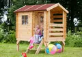 Produktbild: Timbela Kinderspielhaus aus Holz - Spielhaus im Freien für Kinder - B146xL181xH205 cm/1,1m2 Gartenspielhaus - Garten-Sommerhaus für Kinder M501B
