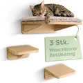 Produktbild: Knupis Kratzbaum Katzen Kletterwand Set mit Katzenbett & 2X Katzentreppe - Kiefernholz, Stabile Wandliege bis 30 kg – Für Spielspaß & Gemütlichkeit - FSC®