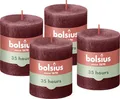 Produktbild: Bolsius Rustik Stumpenkerzen - Taupe - 4 Stück - 8 x 7 cm - Länge Brenndauer 35 Stunden - Unparfümierte - Natürliches Pflanzenwachs - Ohne Palmöl, Dunkelrot