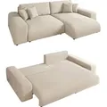 Produktbild: Ecksofa Schlaffunktion ausziehbar Bettkasten Polsterecke L-Couch in Cord Beige / 21001 - Beige