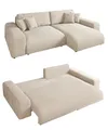 Produktbild: Modernes Cord Ecksofa B255/H165/T84 cm mit Schlaffunktion und Bettkasten, Wellenunterfederung, L-Couch links oder rechts montierbar, Liegefläche 148x196 cm, Cord-Bezug in Beige / 21001
