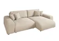 Produktbild: luma-home Ecksofa 21001, mit Schlaffunktion und Bettkasten, Wellenunterfederung, B255/H165/T84 cm, Liegefläche 148x196 cm, Ottomane links oder rechts montierbar, Cord-Bezug Beige