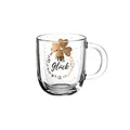Produktbild: Leonardo Emozione Geschenk Tasse viel Glück, 1 Stück, spülmaschinengeeignete Glas-Tasse, Tee-Tasse mit Kleeblatt Motiv und Schriftzug, 400 ml, 046452