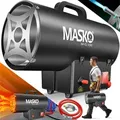 Produktbild: MASKO® Gasheizgebläse Gasheizer Heizkanone Gasheizstrahler Bauheizer Gas Heizgerät heizstrahler Heißluftgenerator inkl. Gasschlauch & Druckmind... - Schwarz