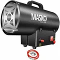 Produktbild: MASKO Gasheizgebläse mit Schlauch und Druckminderer 10 kW Schwarz