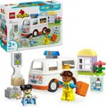 Produktbild: LEGO DUPLO Rettungswagen mit Fahrer - Lernspielzeug für Kleinkinder ab 2 Jahren - Montessori Spielzeug für Rollenspiele - Rettungswagen Spielzeug mit Auto, Haus, 2 Figuren - Geschenk für Kinder 10447